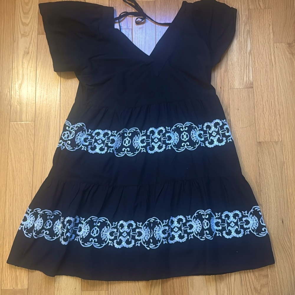 Black embroidered dress